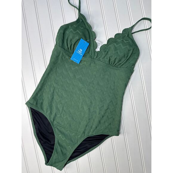 NWT Cupshe One Piece Swimsuit & Tankini Alegria Scalloped Tummy Control BUNDLE M - Picture 7 of 8